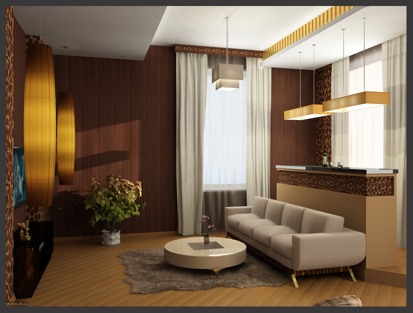 3 D визуализация Гостиная