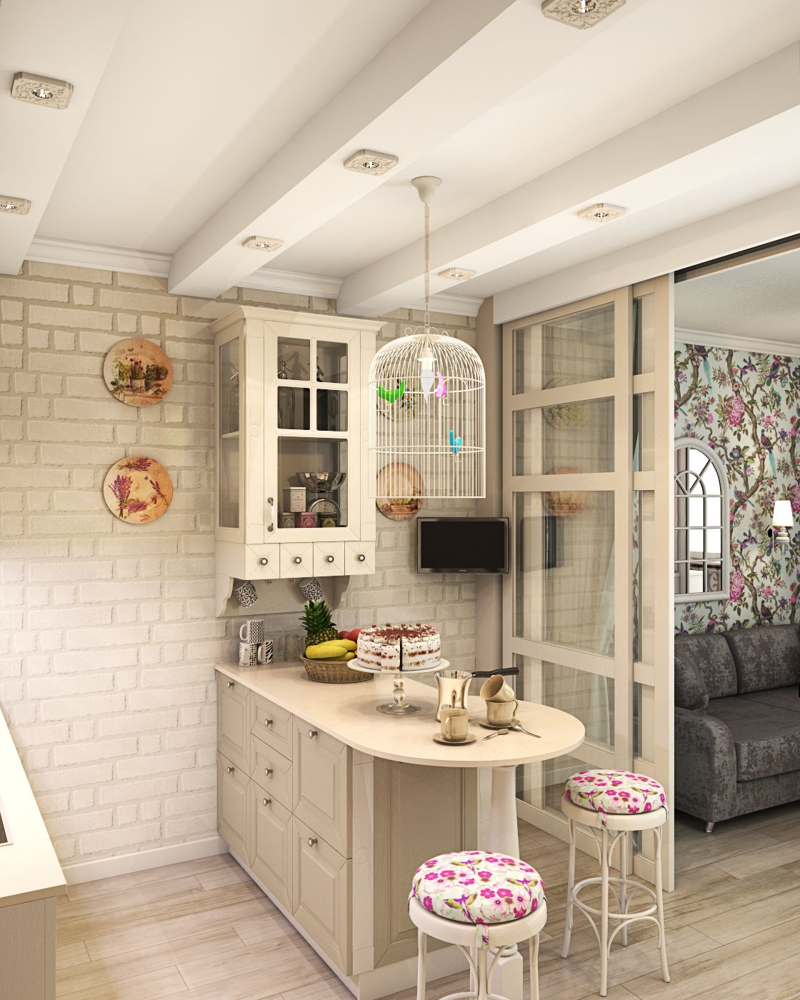 Квартира в стиле "Французская классика". Кухня-гостиная