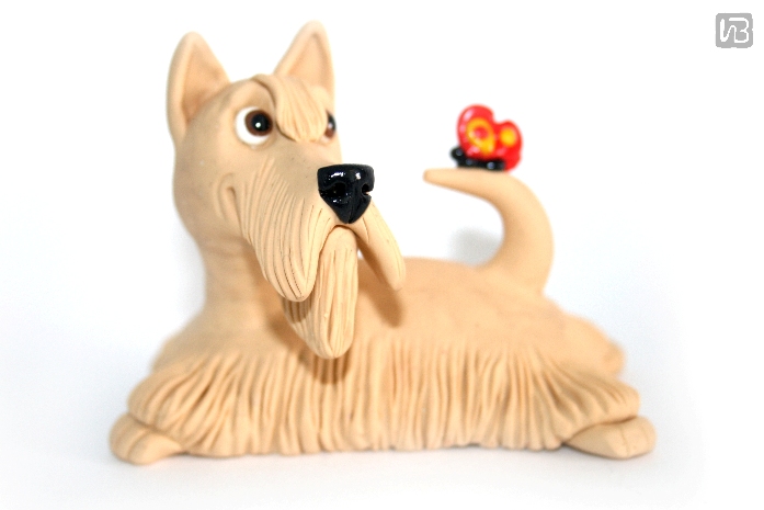 фигурка собаки "Романтик".  Полимерная глина