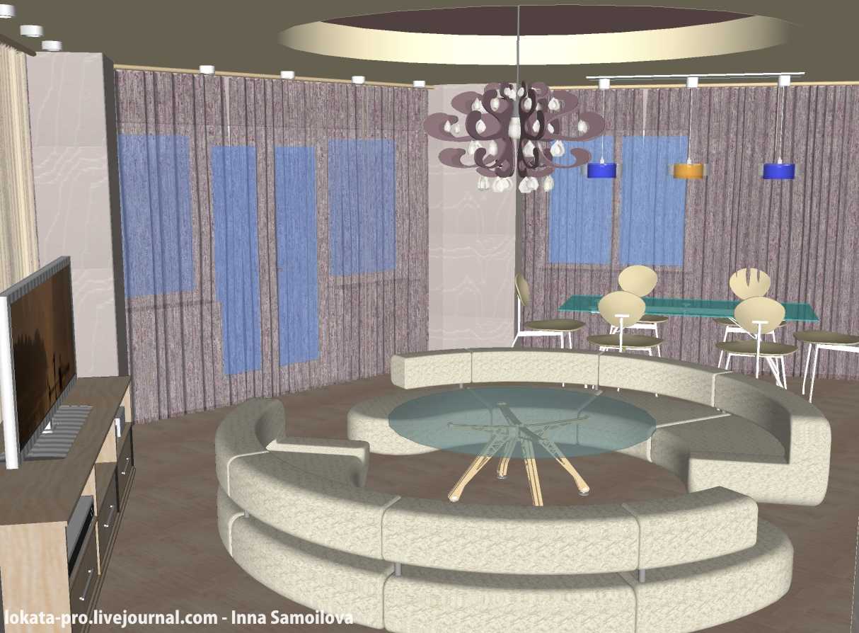 Гостиная в трехкомнатной на Галащука. Вариант 2