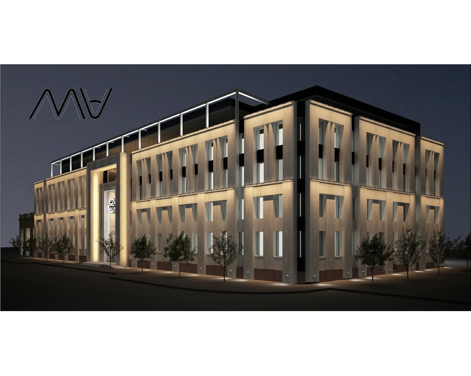 Освещение фасадов Административного здания