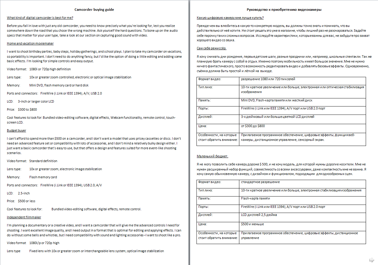 Советы по покупке видеокамеры(фрагмент)