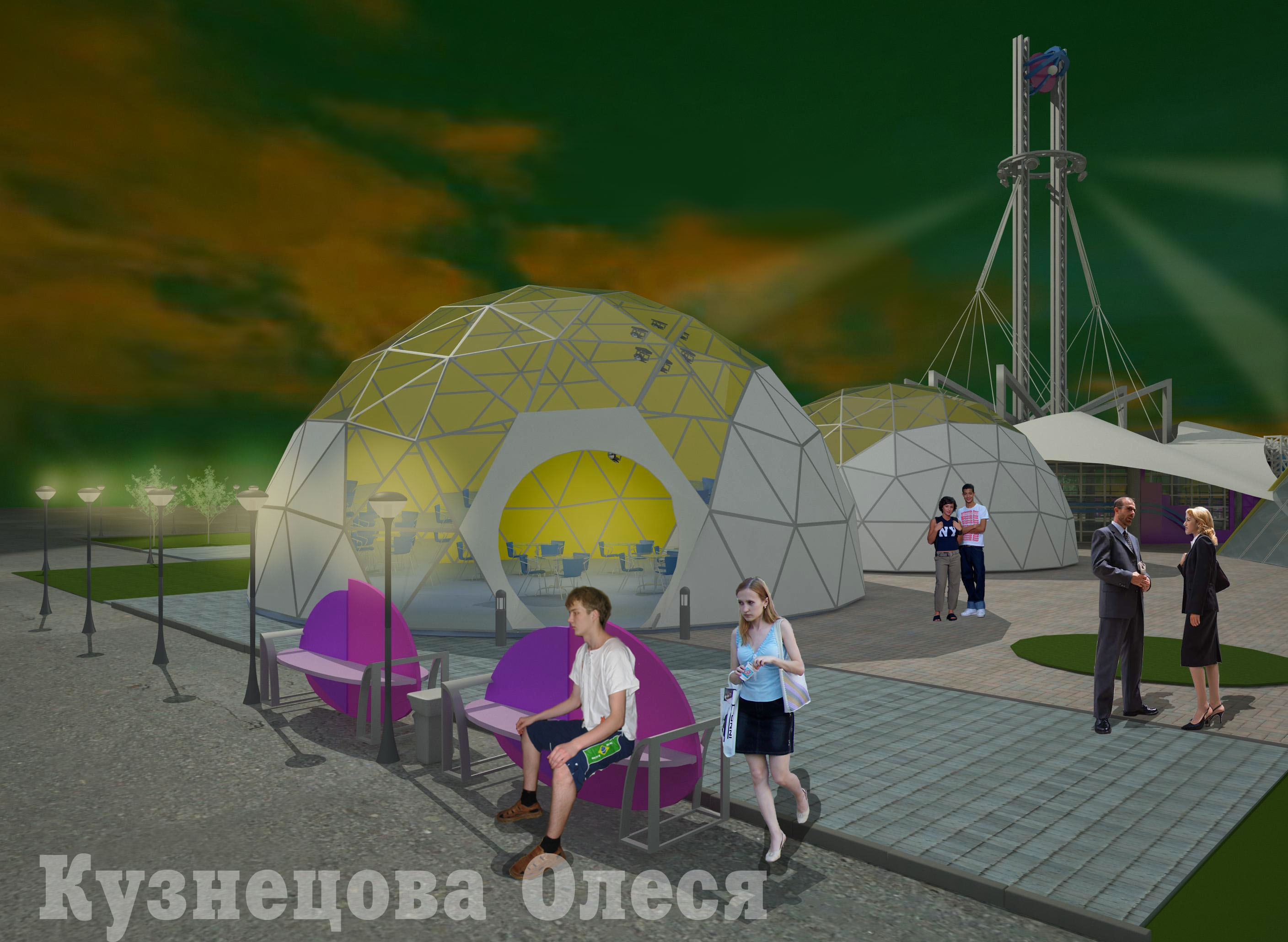 каркасно-тентовые конструкции, вид на кафе