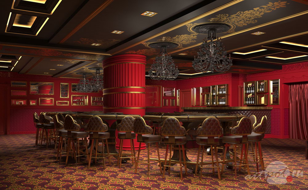 Визуализация интерьера игрового зала казино