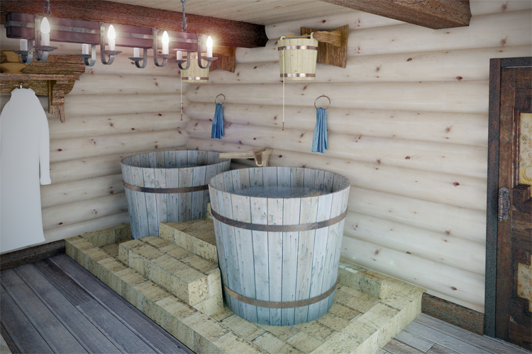 коллективный труд для домика-бани