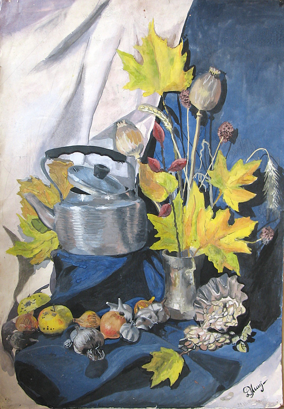 осенний натюрморт, гуашь, 2000 год