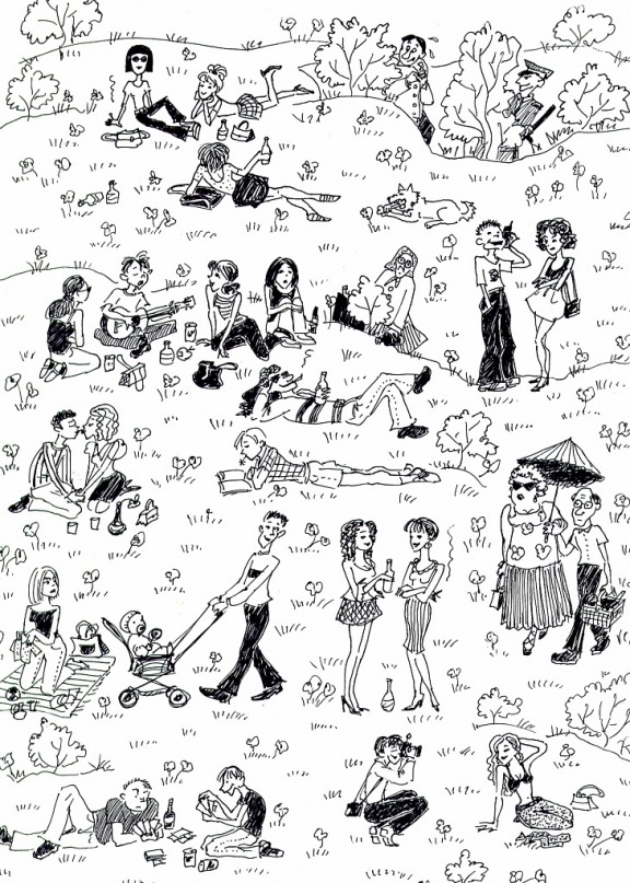Карикатурный набросок "Пикник"