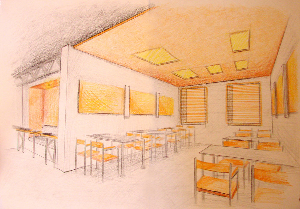 Эскиз кафе (рисунок от руки)