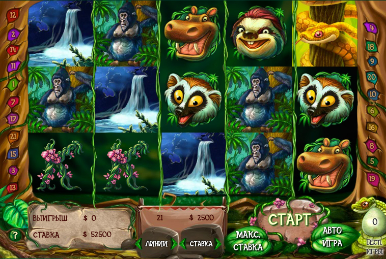 Графическое оформление интерфейса для Слотландии "Джунгли"