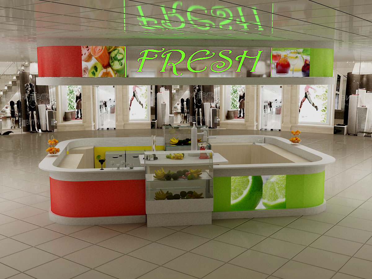 фреш-бар в атриуме гипермаркета типа лидо "ЗАМОК"
