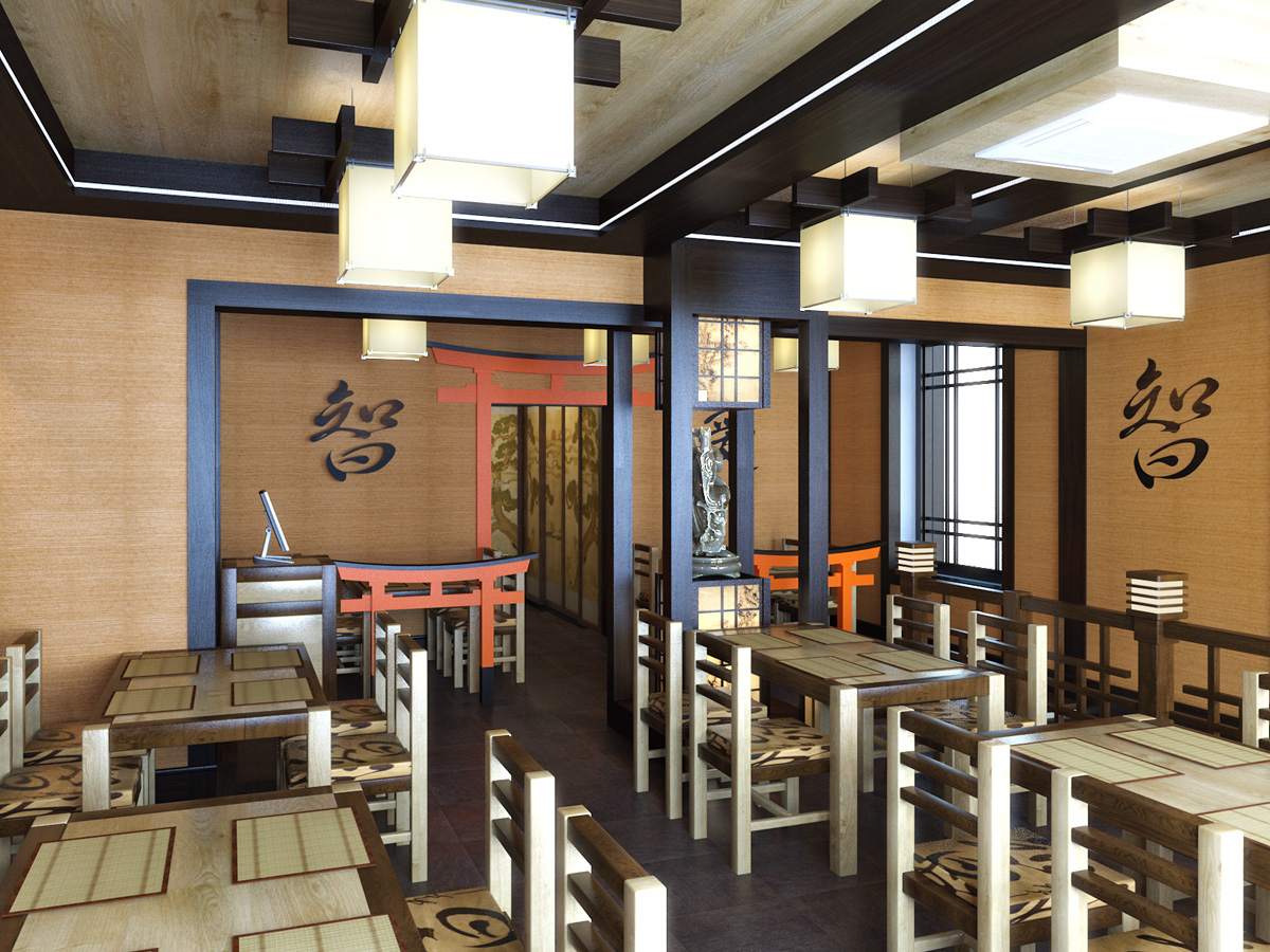 Визуализация и дизайн ресторана "Хотей" в японском стиле