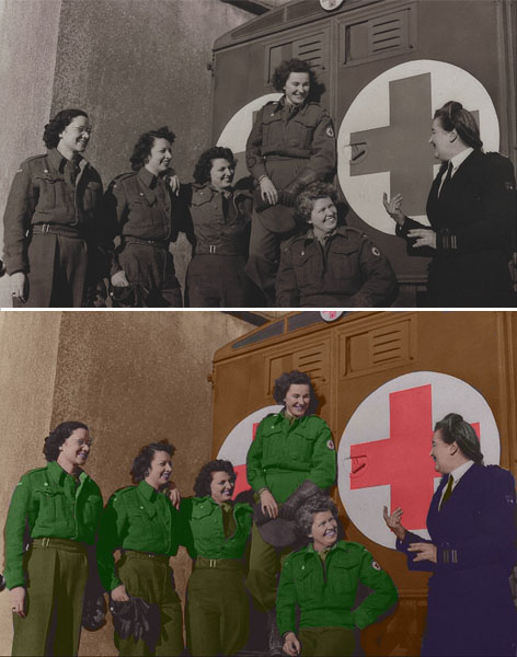 раскрашивание ч/б фото