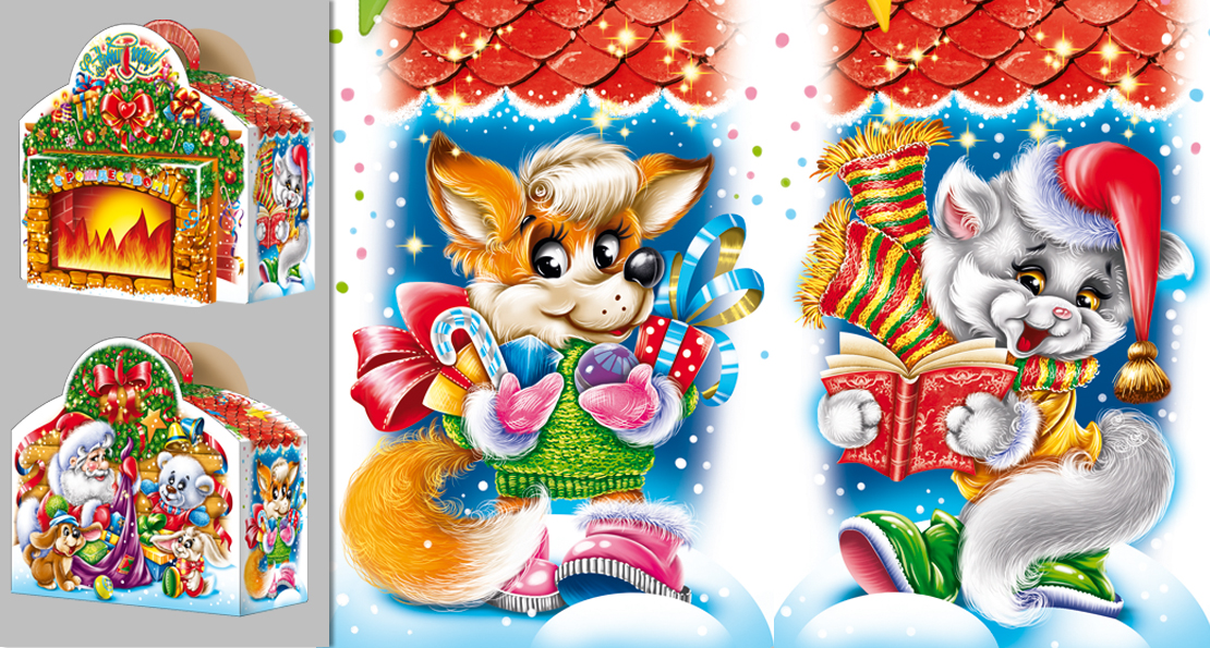 новогодняя упаковка Камин (2)