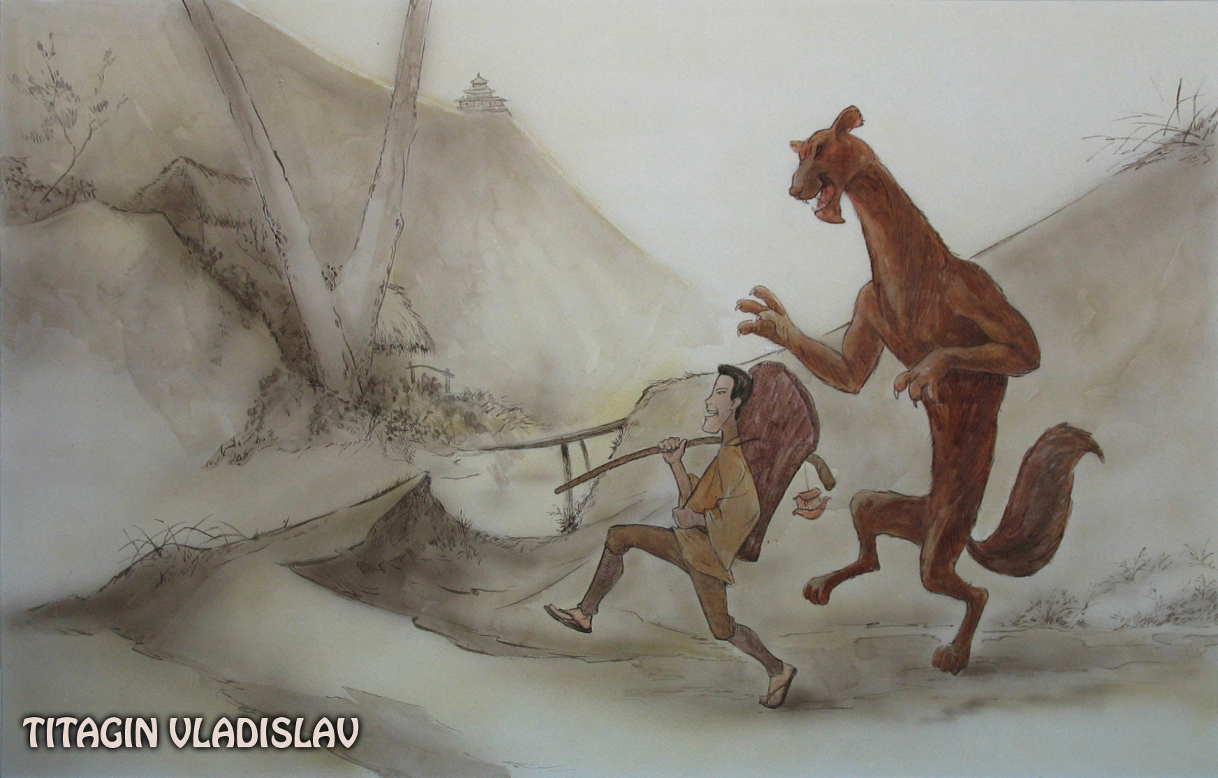 Эскиз к японской сказке "Храбрый Тасукэ"