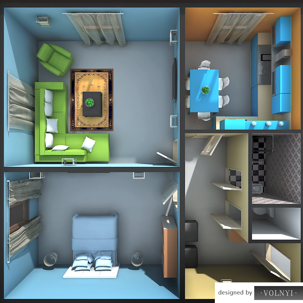 3D модель: вид комнаты сверху