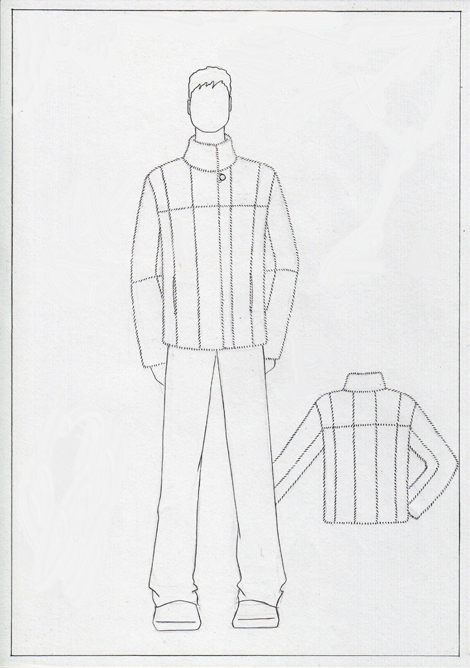 Шуба мужская1 (мех-норка) - технический рисунок