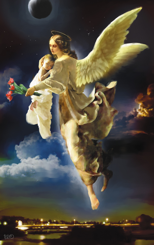 Коллаж "Ангел, несущий душу"