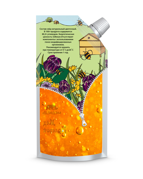 дизайн для упаковки мёда для "Медведь"