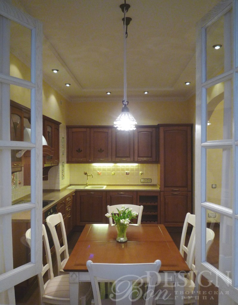 Проект квартиры "Легкое дыхание Прованса". Кухня-гостиная.