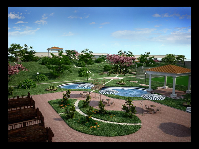 Визуализация завода (Ландшафтный дизайн, вид-1)