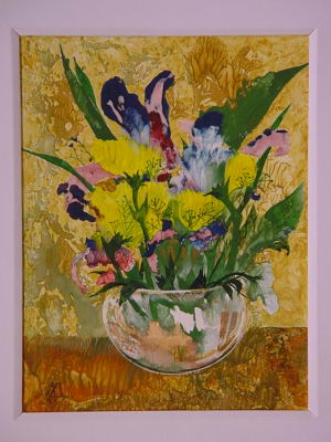 Весенний букет. Монотипия. бум.,гуашь, акв.