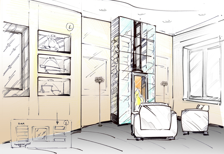 Дом Куркино. Эскиз камина.