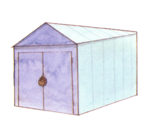 акварель "гараж"