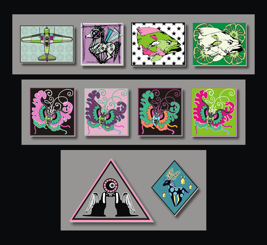 Прямоуголбные значки "Pop-art"