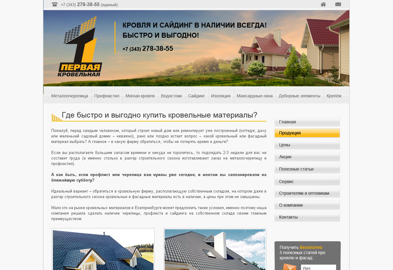 шапка для сайта "1 кровельная!