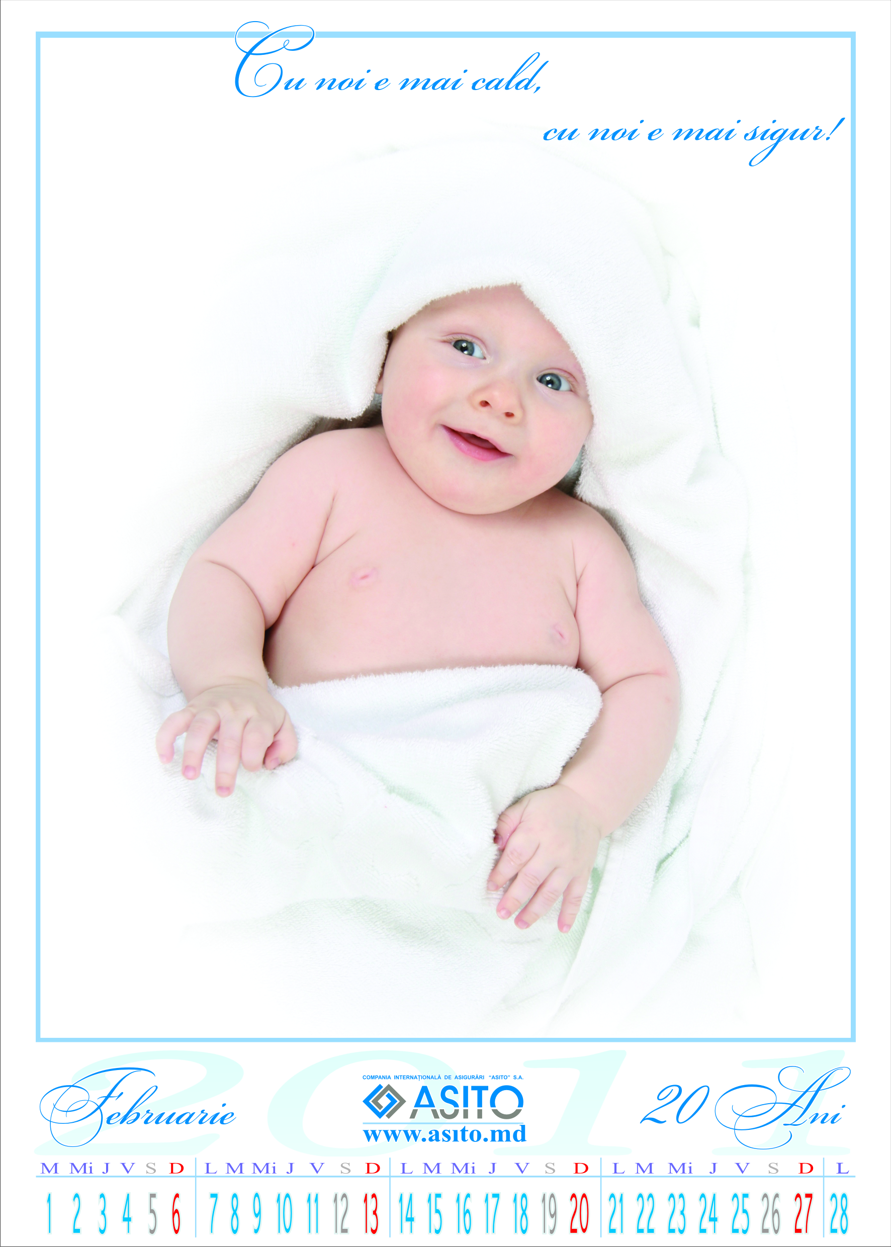 Страница перекидного календаря для страховой компании. Февраль 2011год