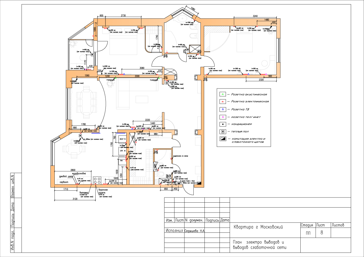 квартира 130 м2 ( жк Юго- западный г. Московский ) рабочий проект