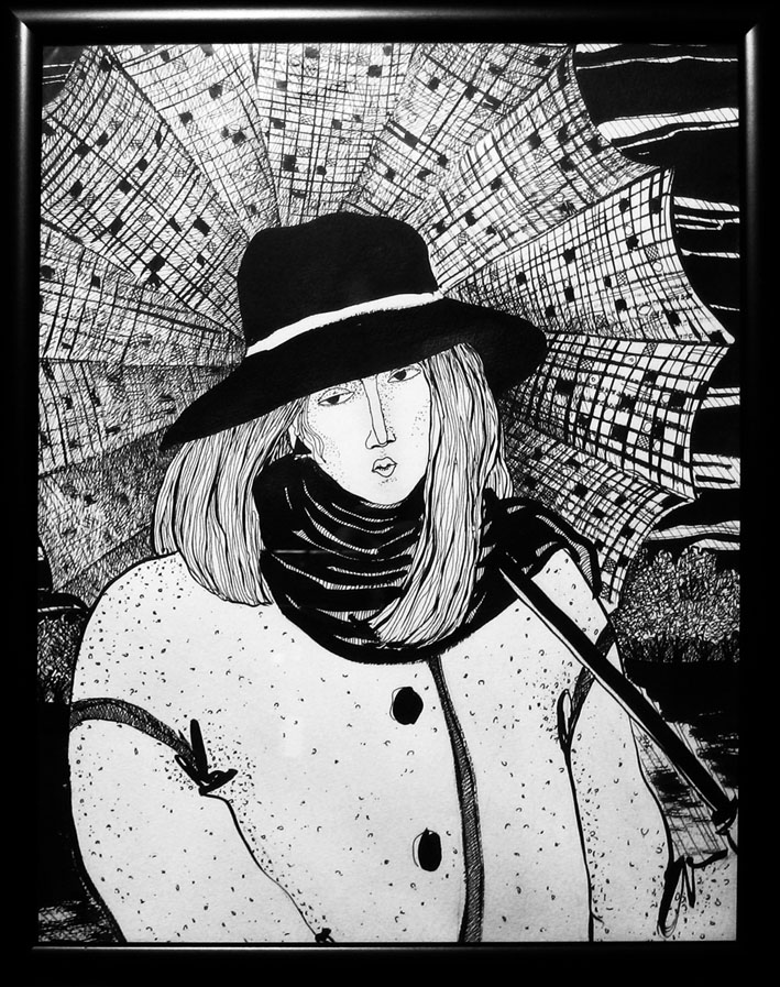 Автопортрет с зонтом