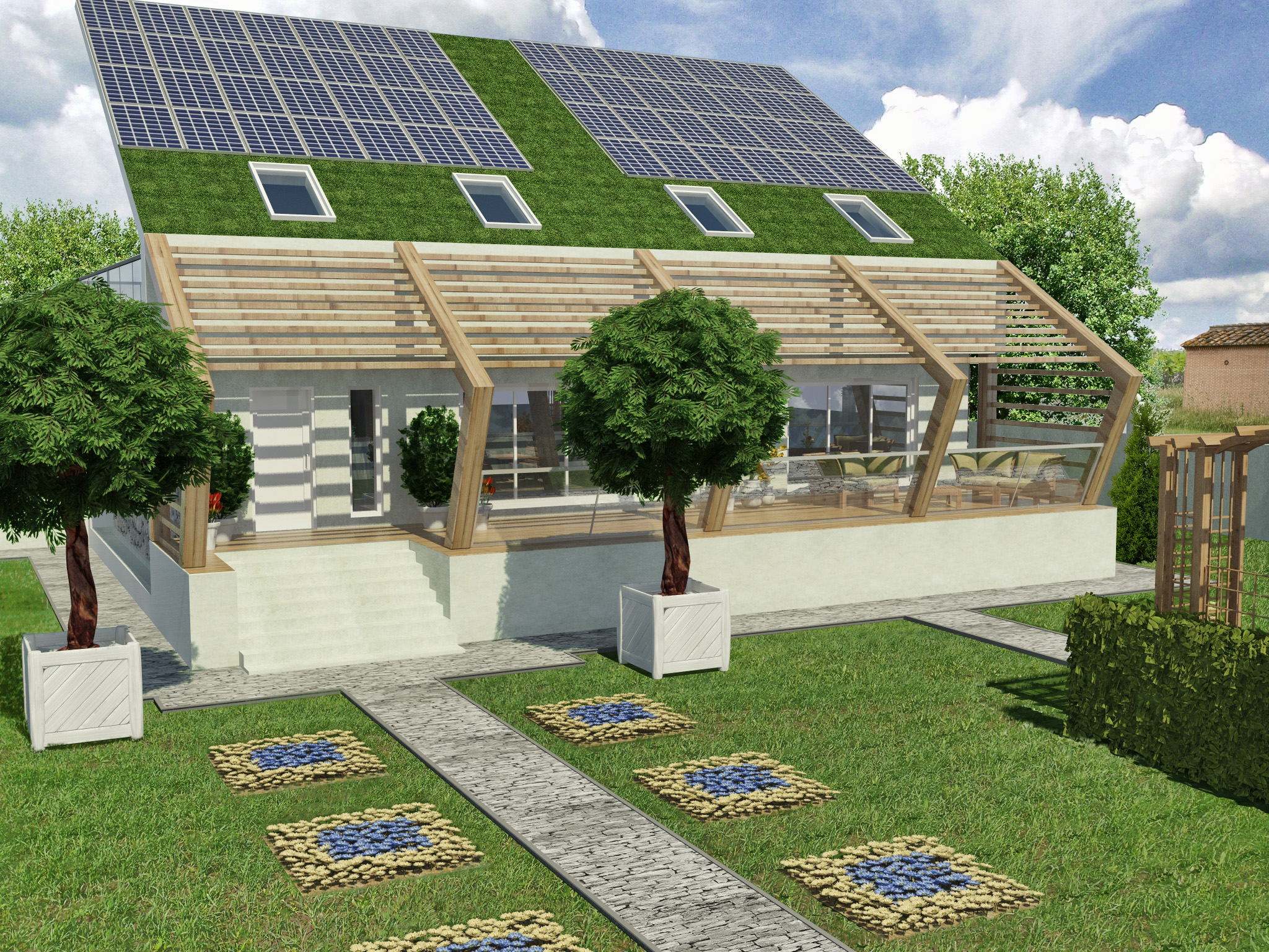 Дом с солнечными батареями