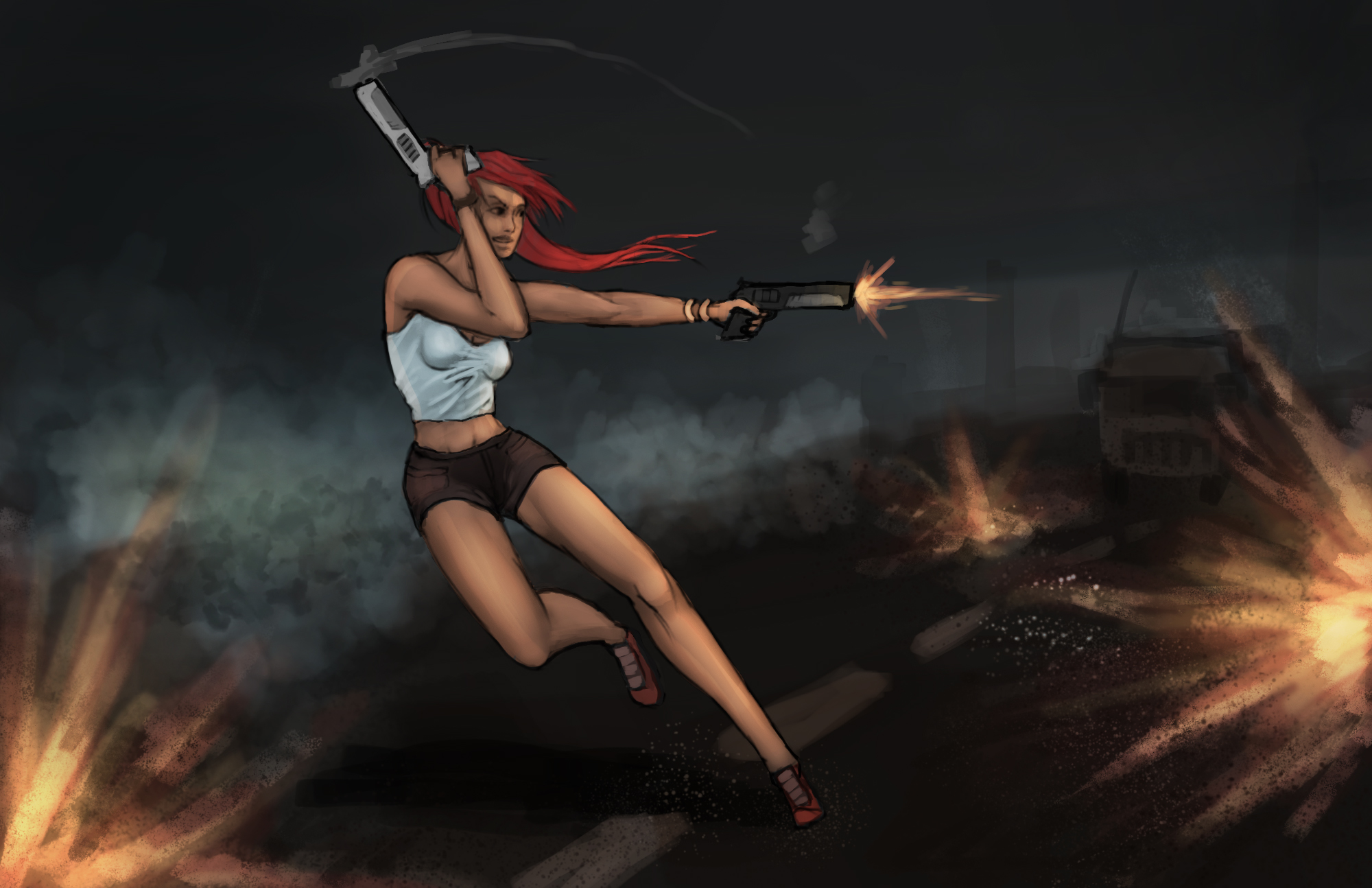 Девушка с пистолетами