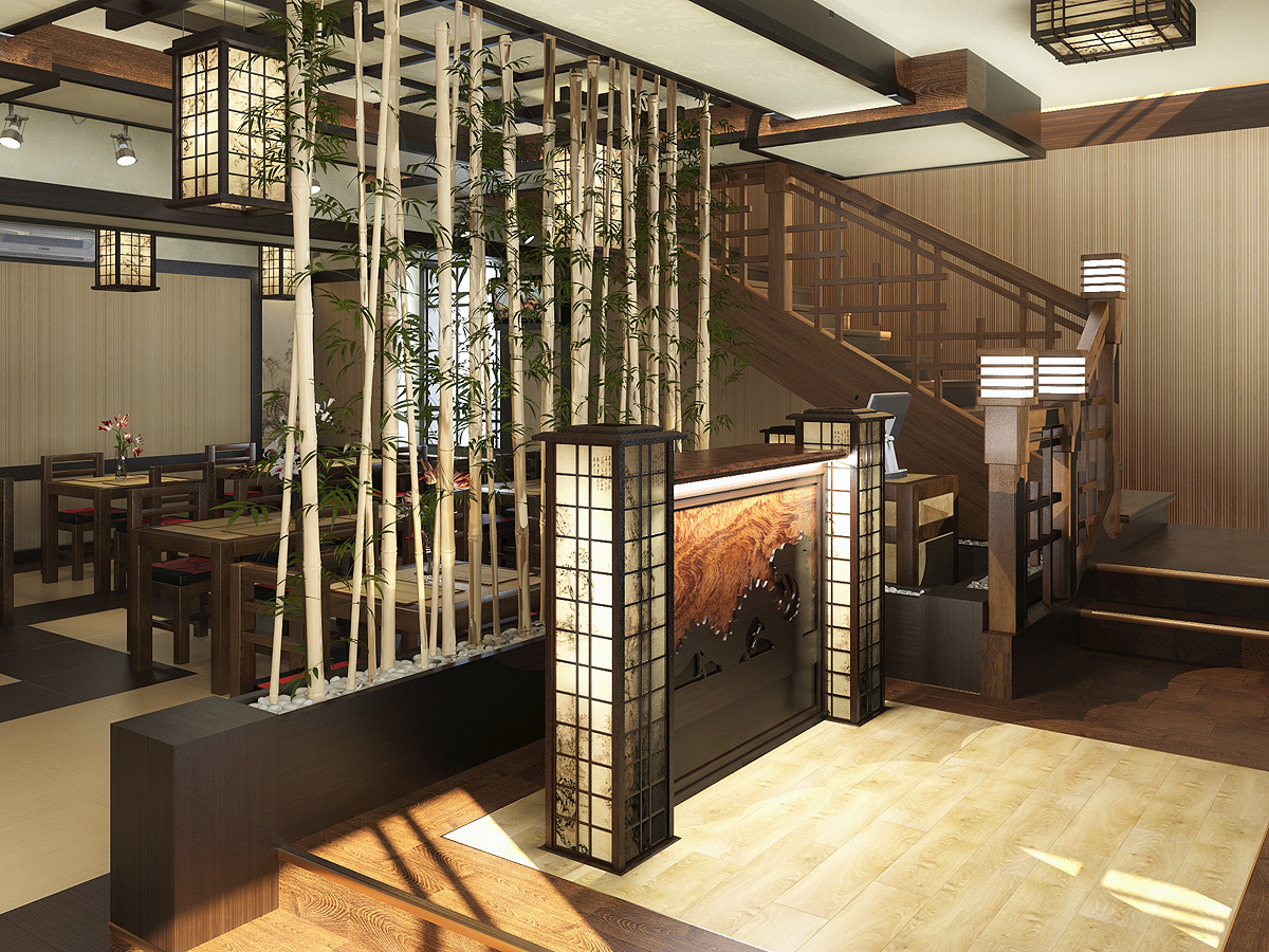 Визуализация и дизайн ресторана "Хотей" в японском стиле