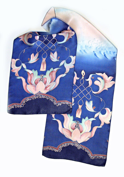 Шарф "Золото на голубом"