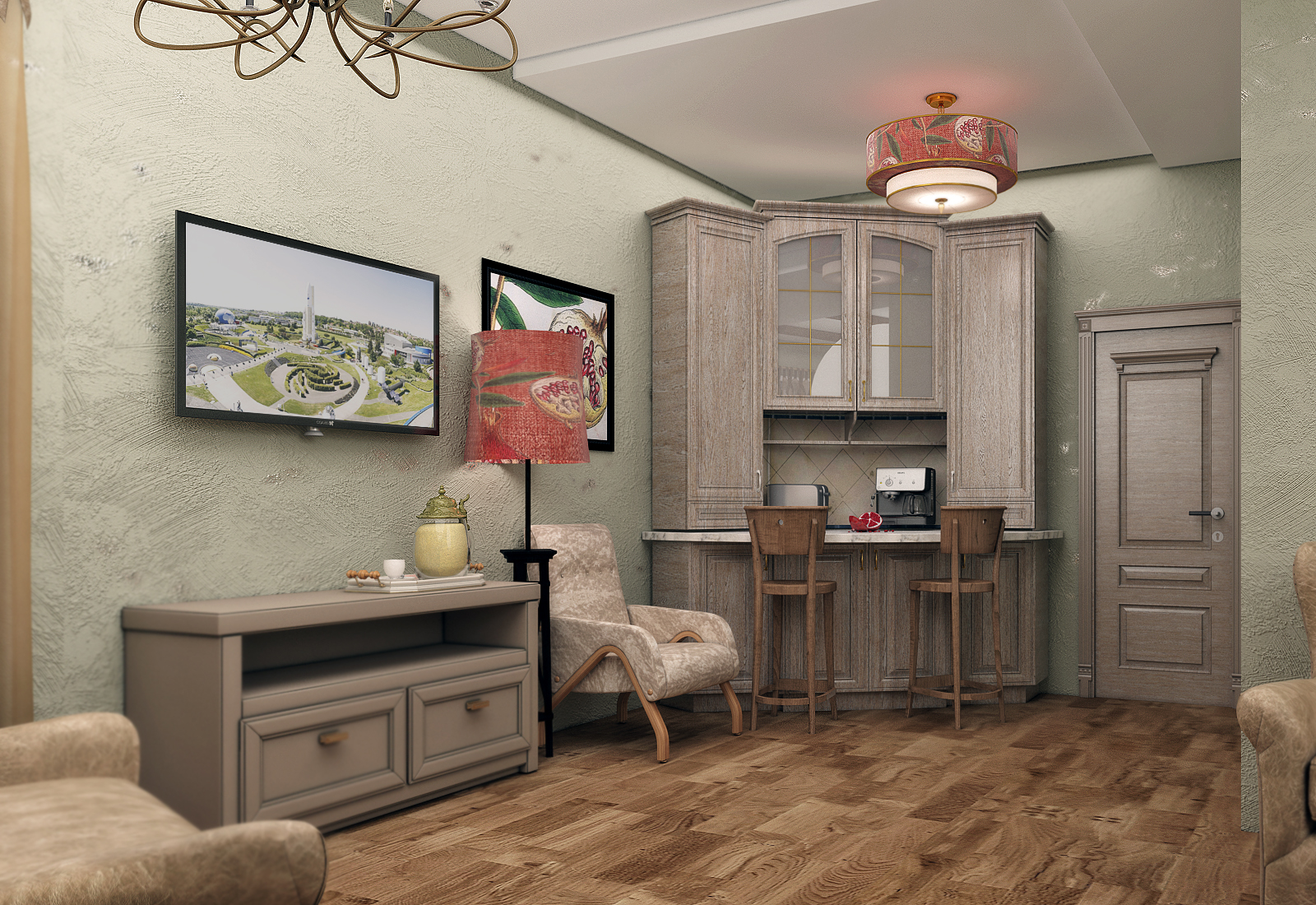 Гостиная с камином