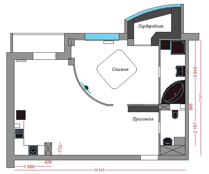 Планировочное решение для квартиры холостяка