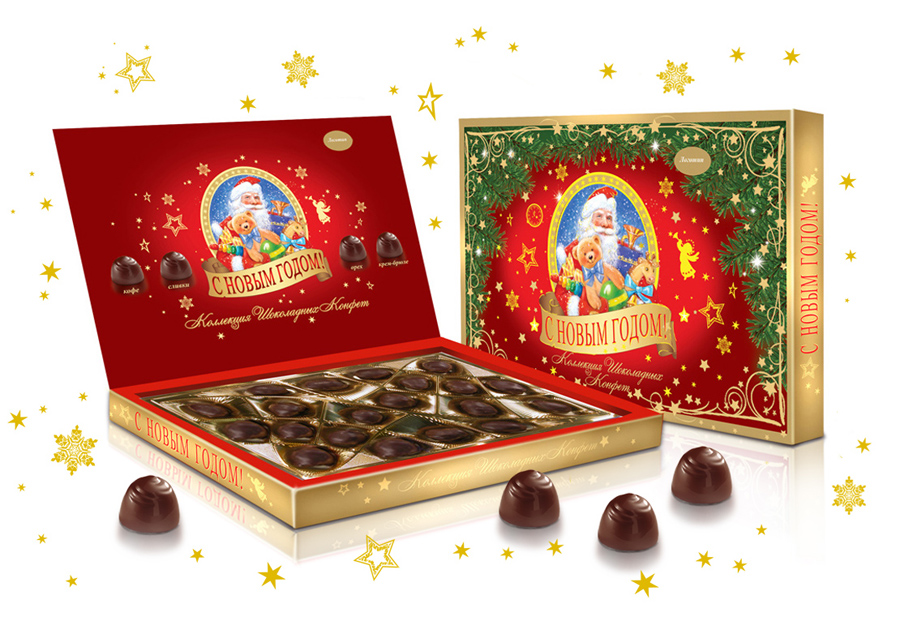 дизайн упаковки для конфет "С Новым годом"