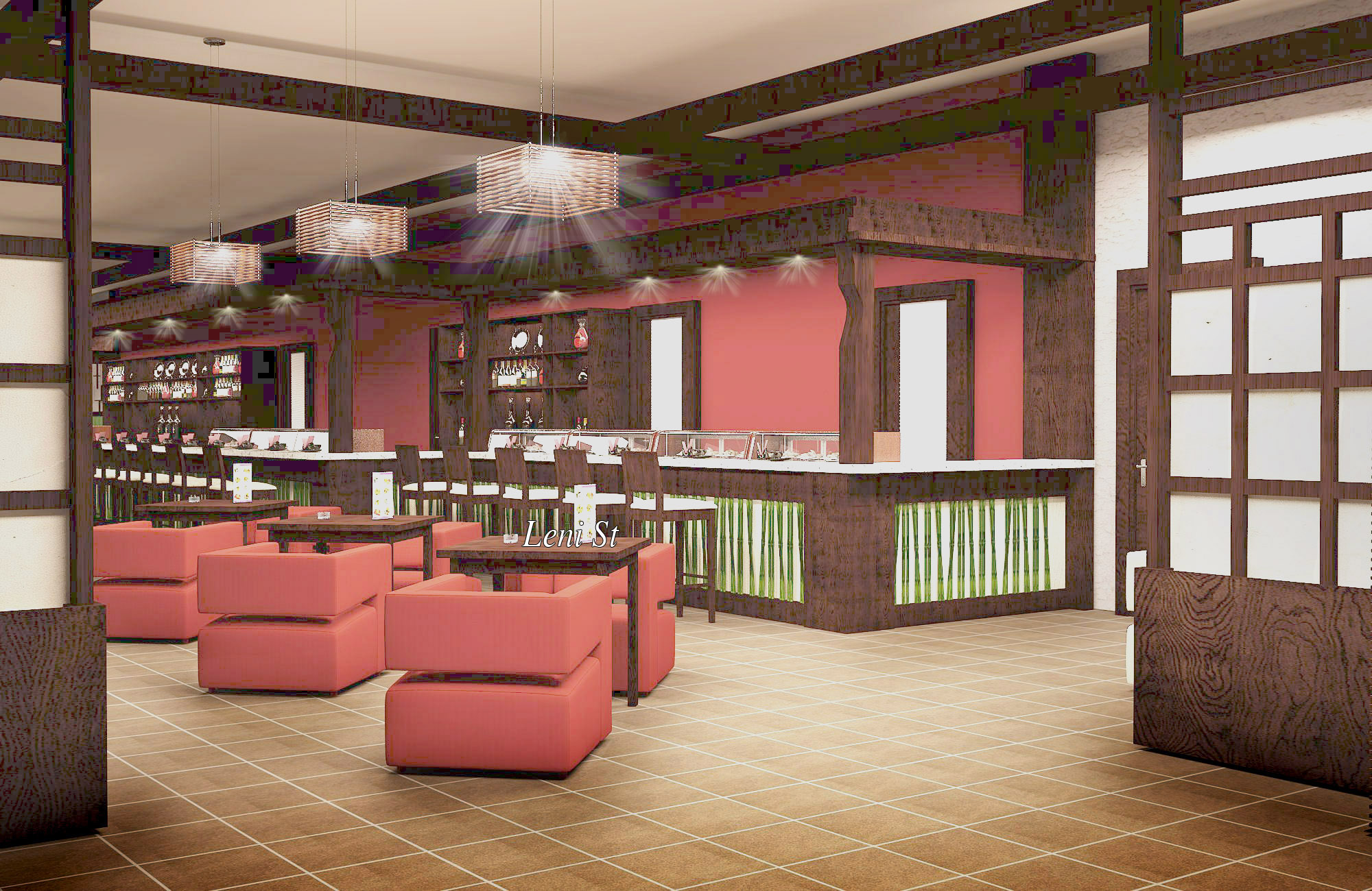 Проект Фудкорта в восточном стиле в ТЦ г.Минск