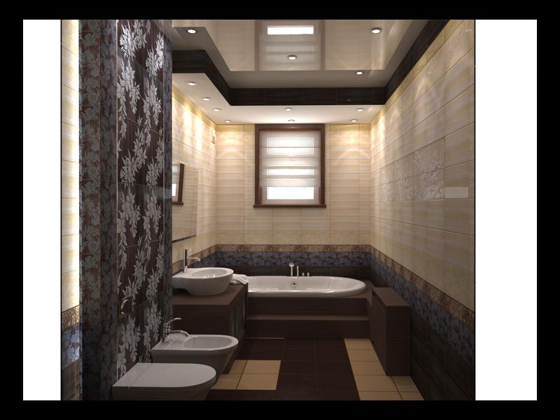 Визуализация ванной комнаты (вид со входа)