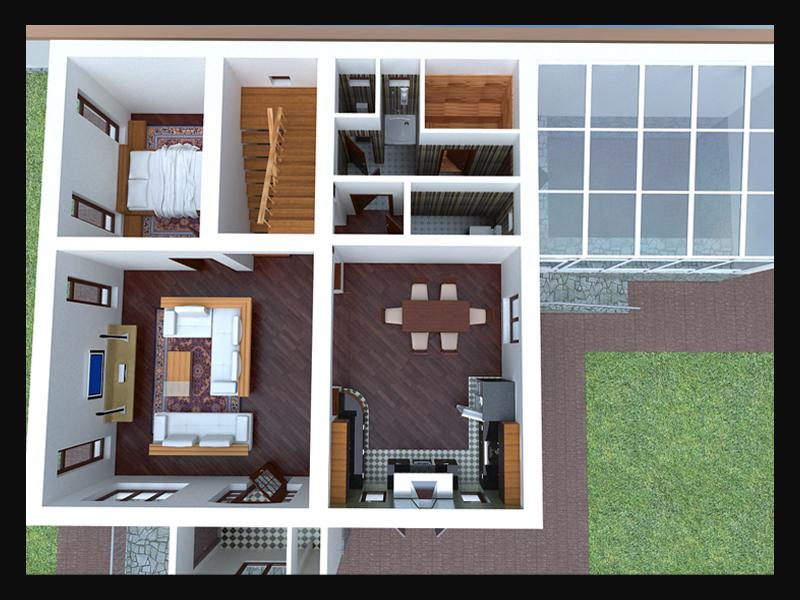 Визуализация плана 1-го этажа частного жилого дома