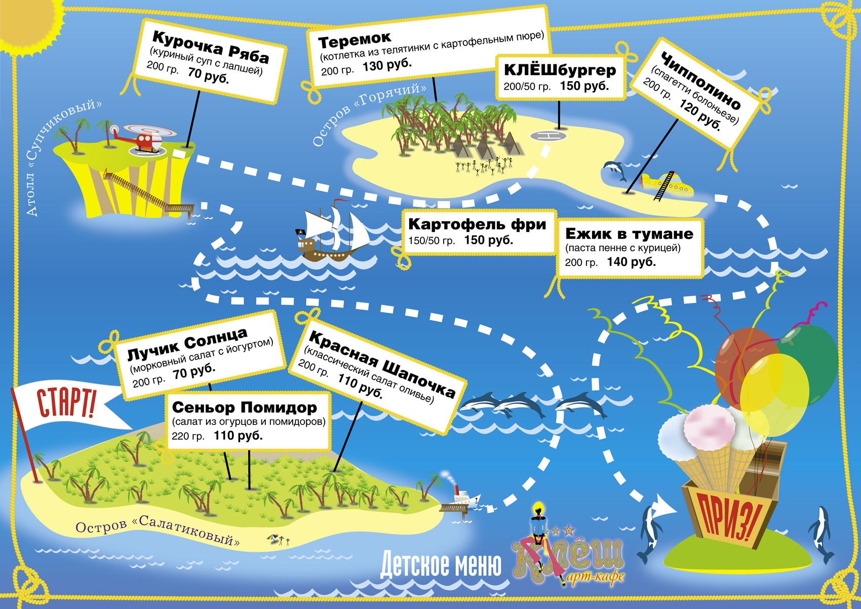 Детское меню для Арт-кафе "Клёш"