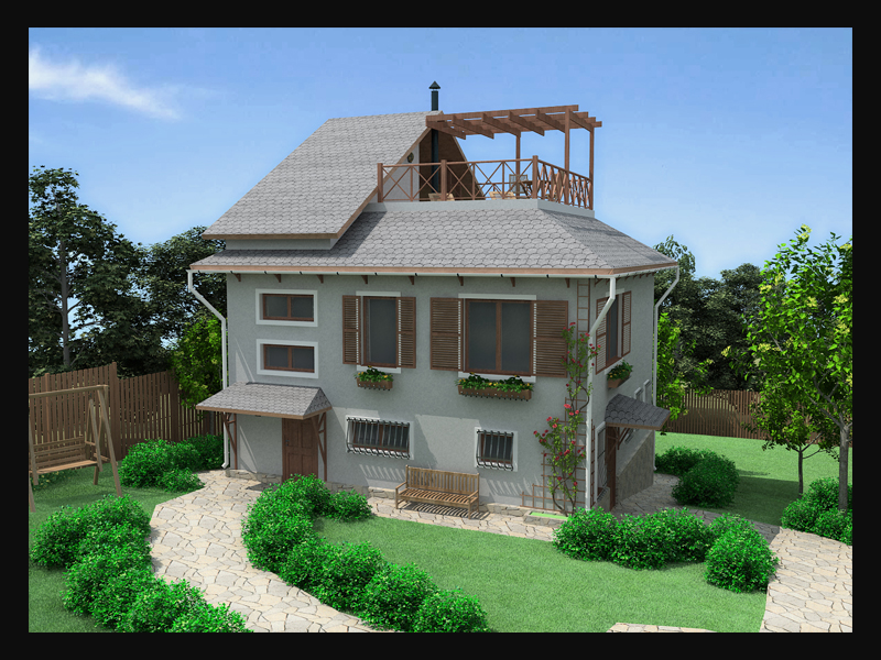 Визуализация частного коттеджа (дача в горах)